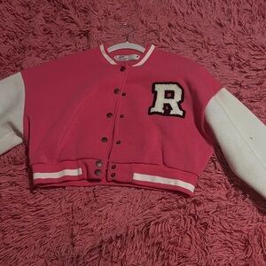 Pink and White Varsity Jacket
